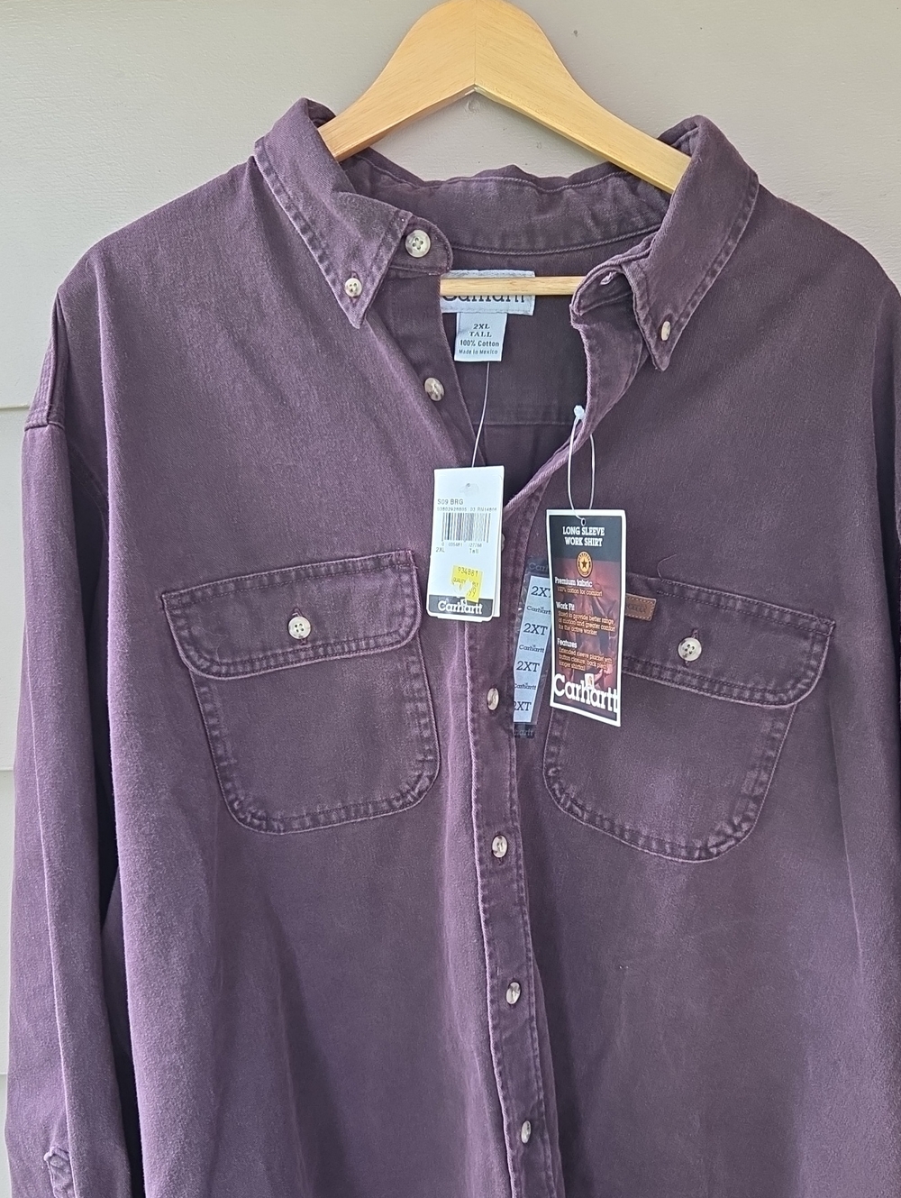 Carhartt Men's Button-Down Work Shirt — Plum